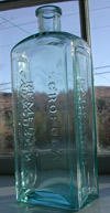 new york  patent hair cure medicine antique glass bottle