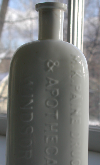 milk glass vermont medicine windsor vermont druggist antique bottle