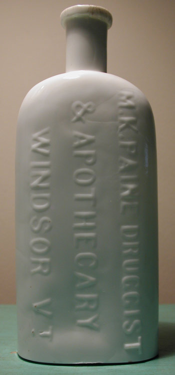 windsor vermont apothocary paines patent medicine milk glass antique bottle