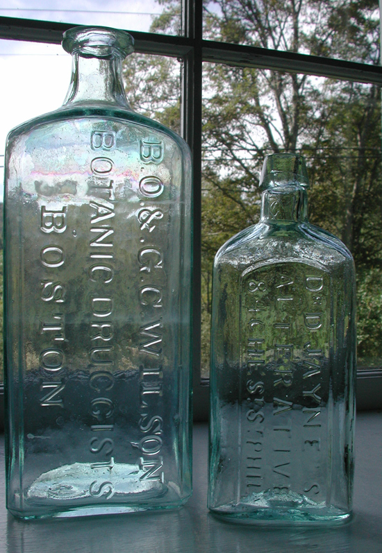 huge antique patent medicine bottle boston iron pontil bottle
