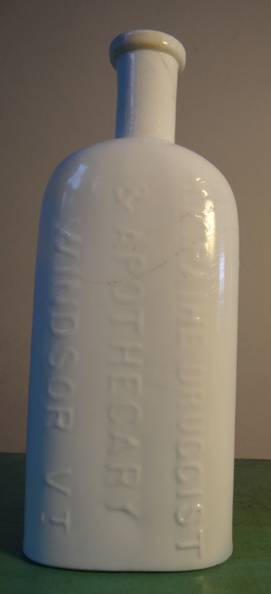 Antique milk glass bottle windsor vermont paine 